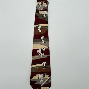 Peanuts Snoopy Golf Silk Necktie Unisex Multicolor Animal Print